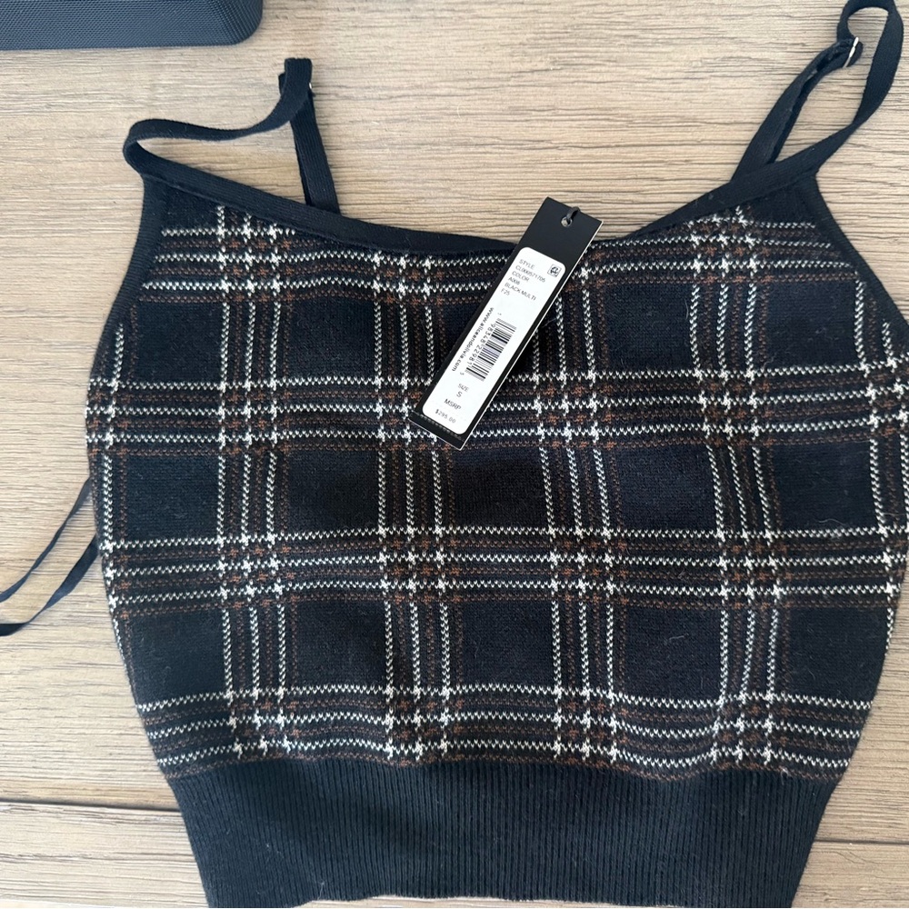 Alice + Olivia Black Plaid Crop - Picture 2 of 2